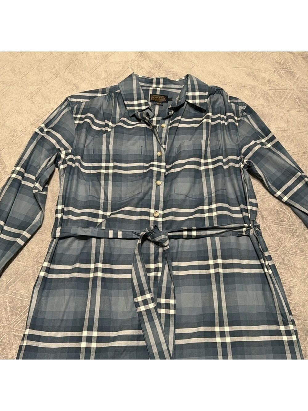 Cotton plaid shirt dress - Picture 3 of 9